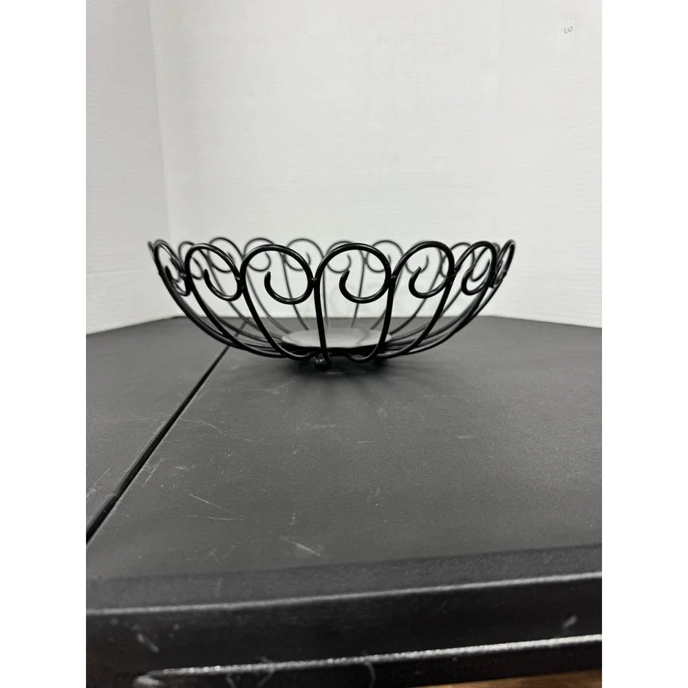 Metal‎ Fruit basket centerpiece black scroll